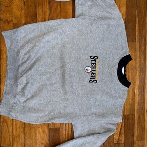 Gray Crew Neck Sweatshirt with Black Collar